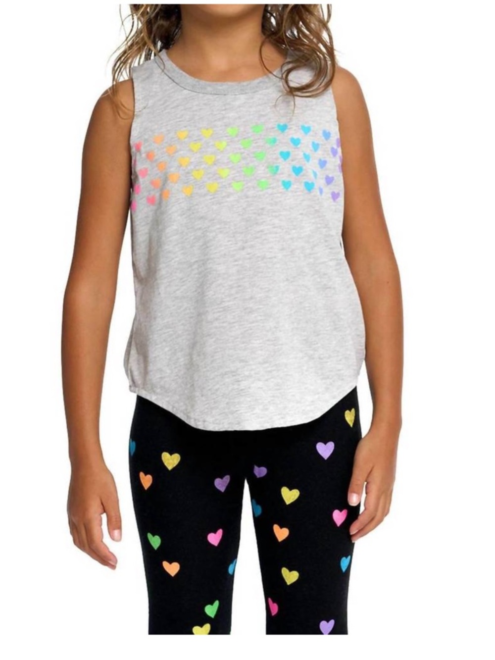 Chaser Toddler Gray Rainbow Heart Tank Top